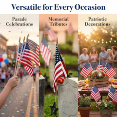 Group of PNIOTAIN American flags in a garden setting