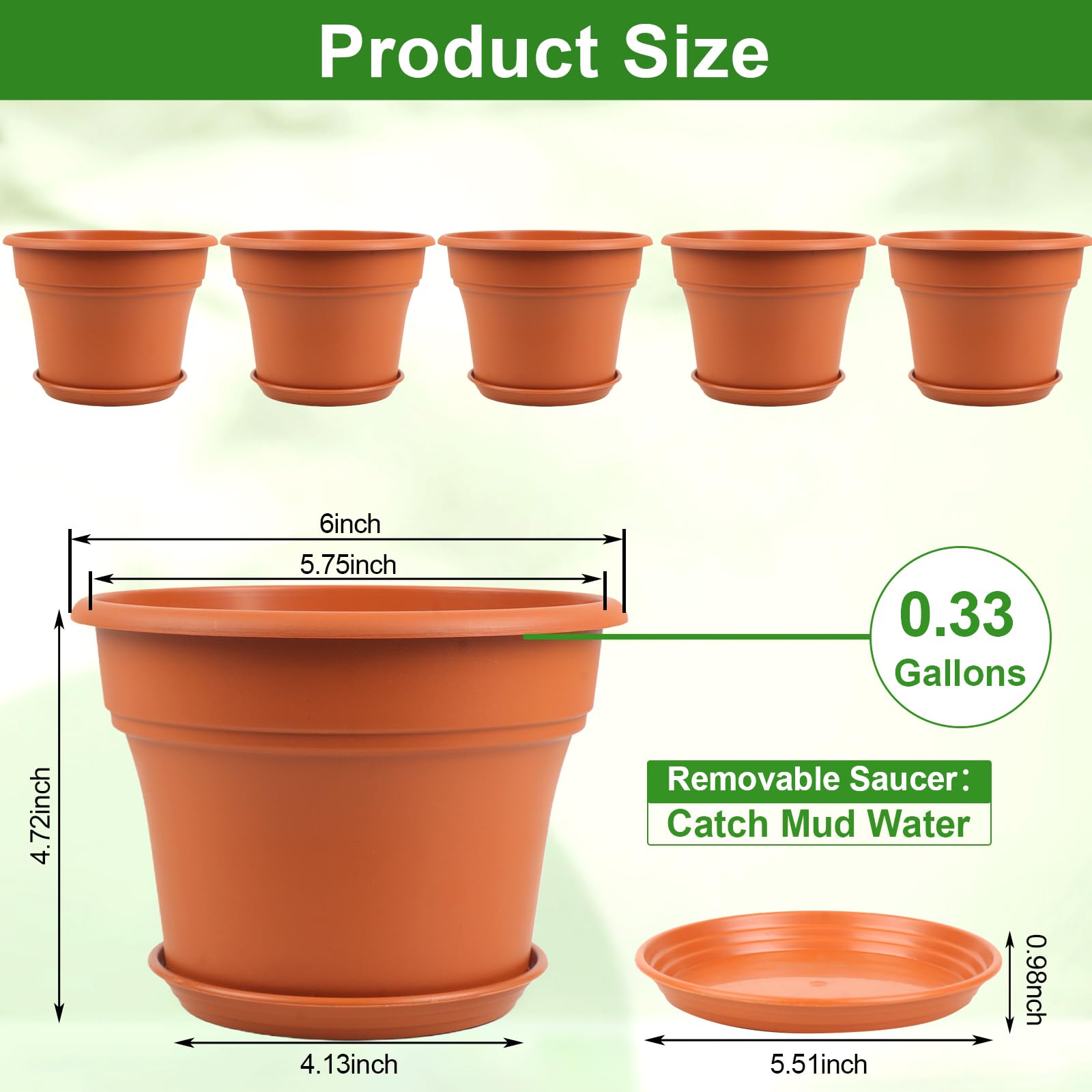 Group of Pottiffe 6 inch terracotta plant pots on a shelf