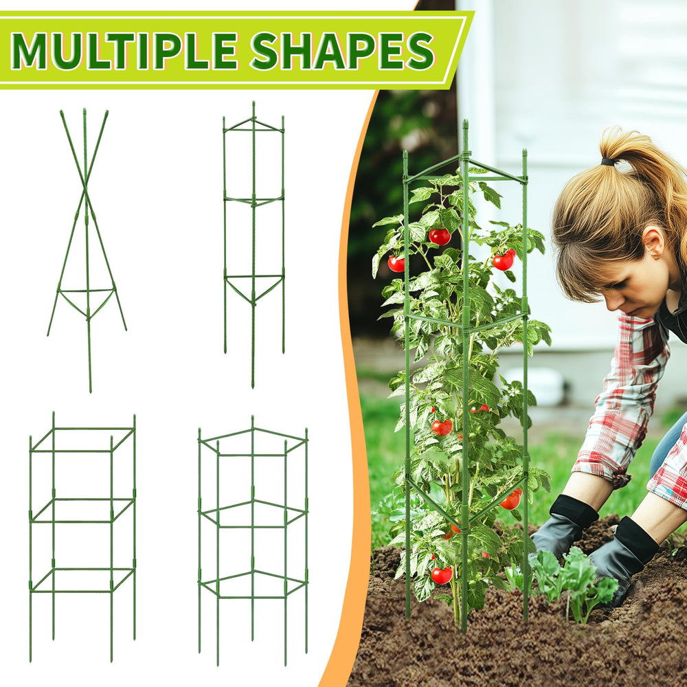 Group of six SORANGEUN tomato cages ready for use