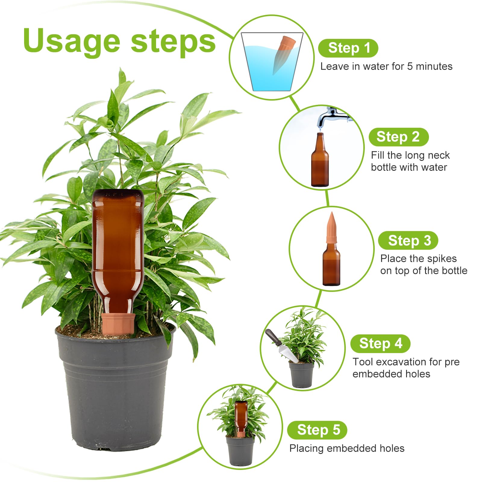 Group of TKSCUSR Terracotta Watering Spikes on a table