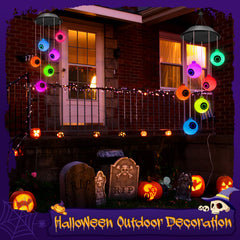 Group of Winzwon Halloween Eyeball Solar Lights illuminated at night