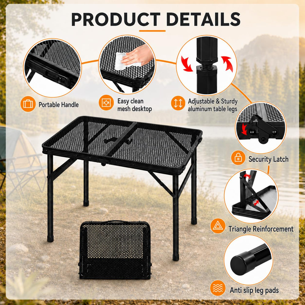 Grovind Folding Grill Table with picnic items on top