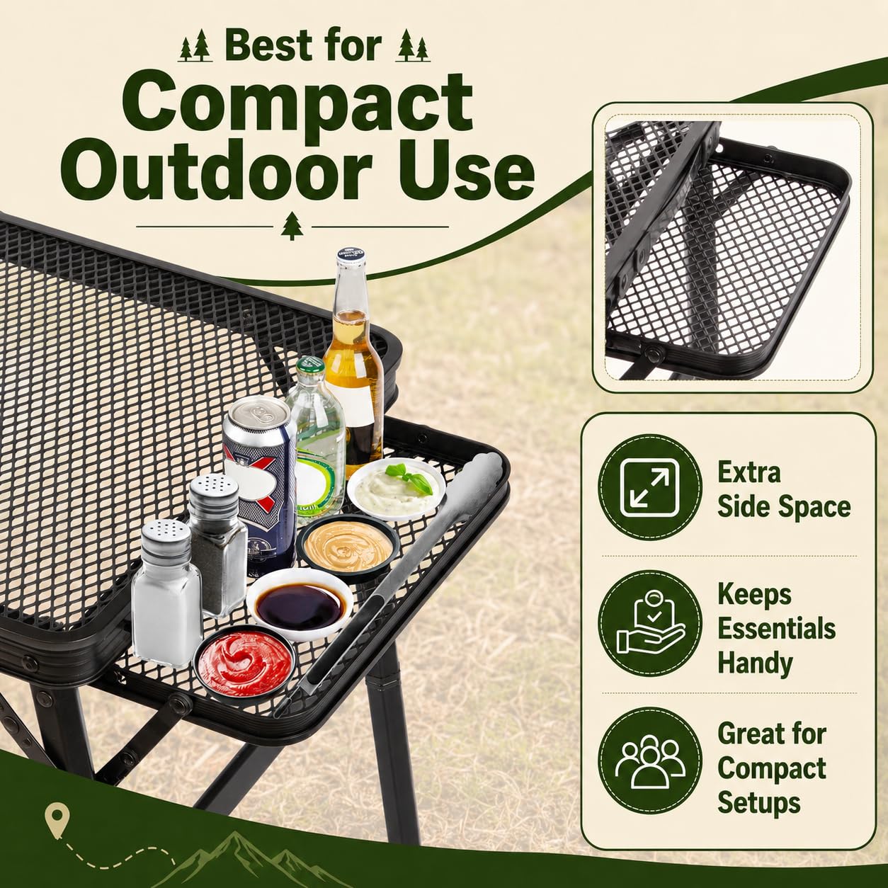 Grovind Portable Grill Table folded for easy storage