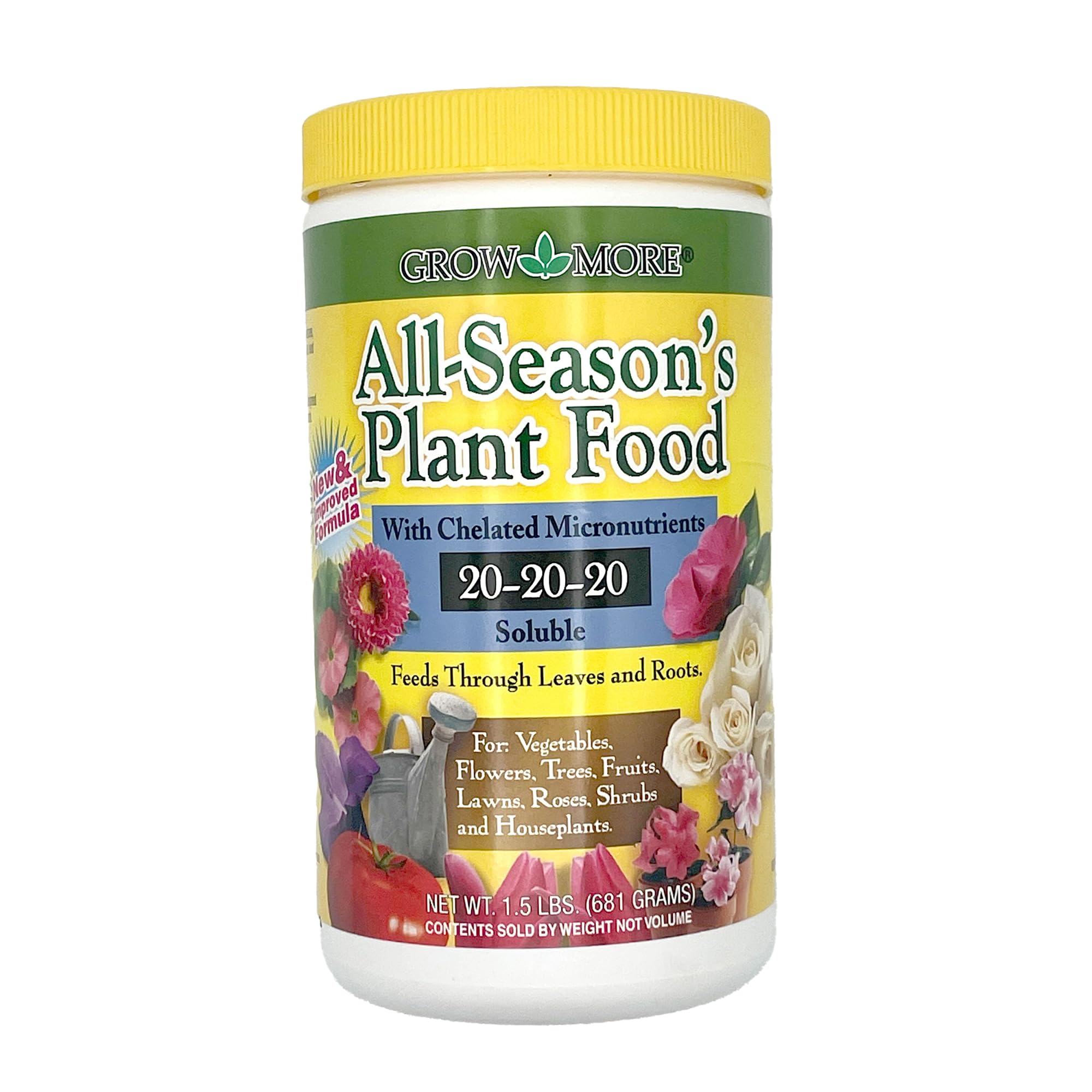 Grow More All-Season Plant Food 20-20-20 Fertilizer 1.5lbs front view