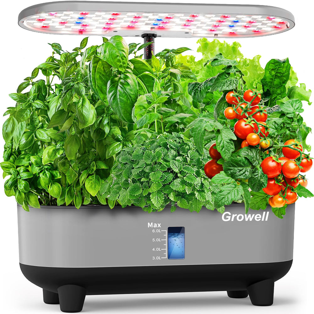 Growell Hydroponics Growing System Kit front view with LED light