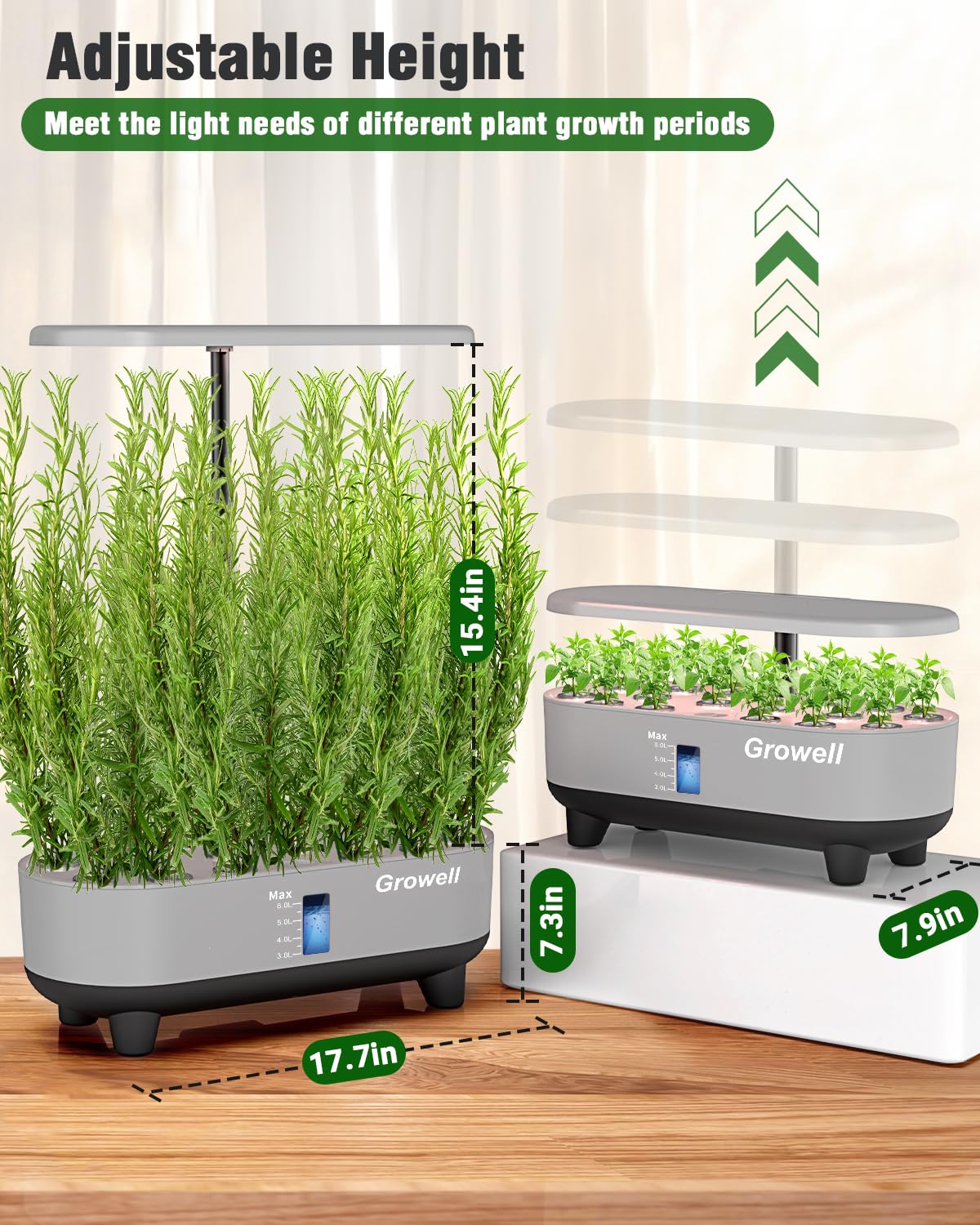 Growell Hydroponics system in a modern kitchen setting