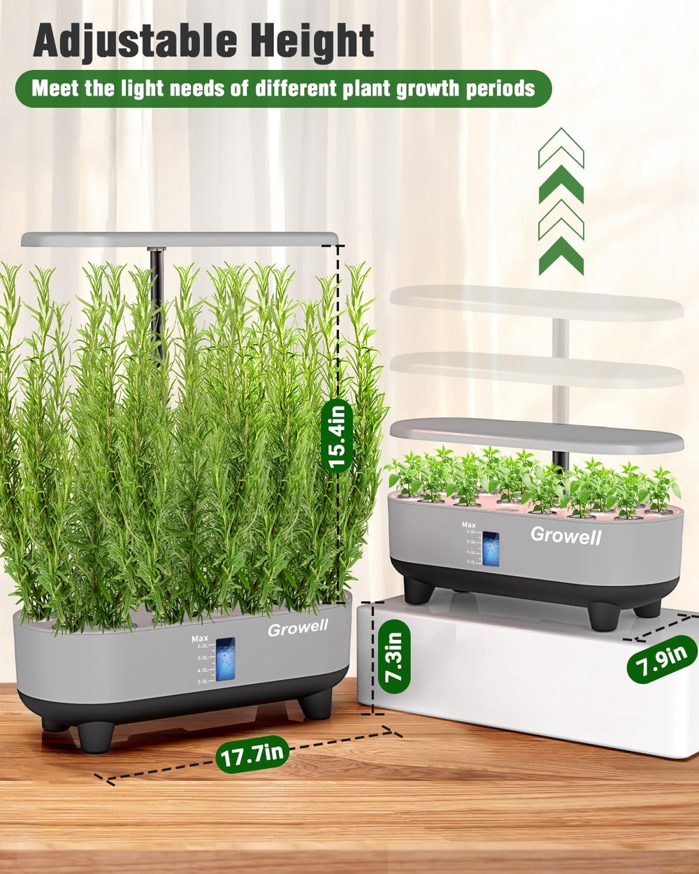 Growell Hydroponics system in a modern kitchen setting