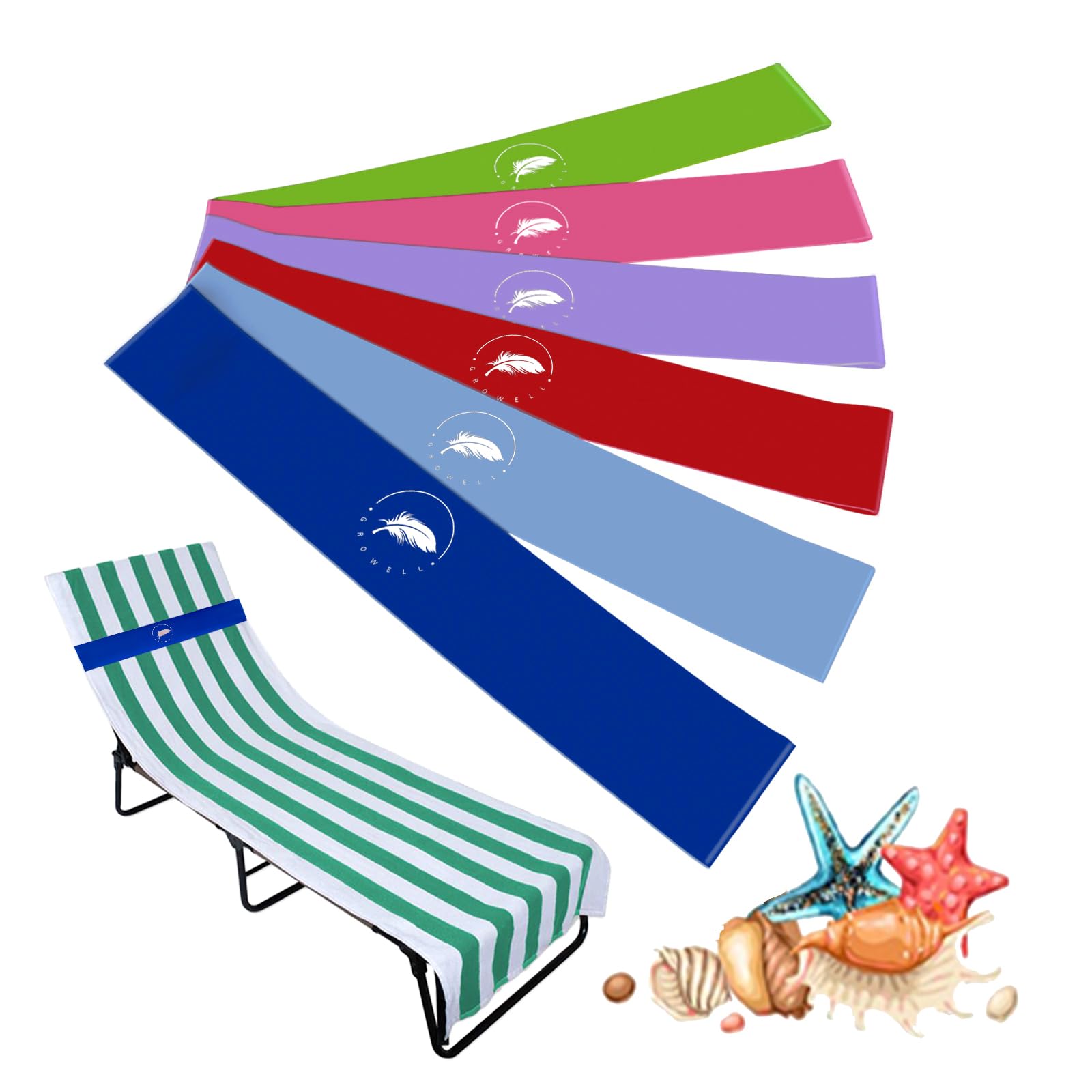 growell Towel Bands 6 Pack in assorted colours front view