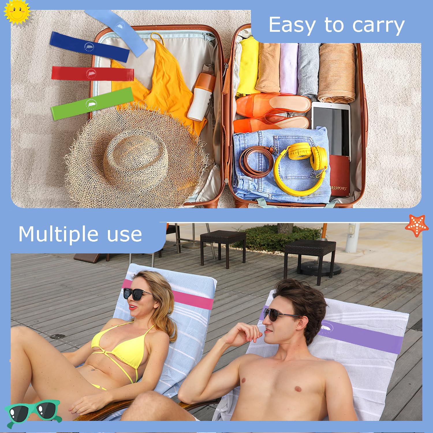 growell Towel Bands being used to hold a blanket outdoors