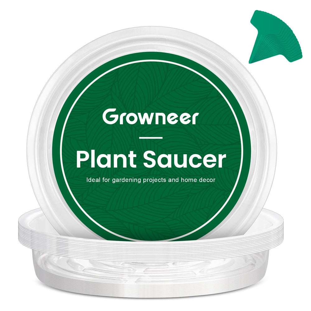 GROWNEER 10-inch clear plant saucer front view