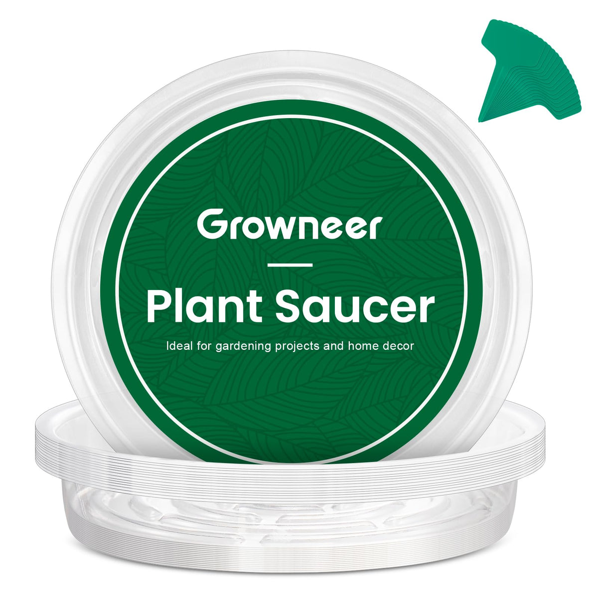 GROWNEER 10-inch clear plant saucer front view