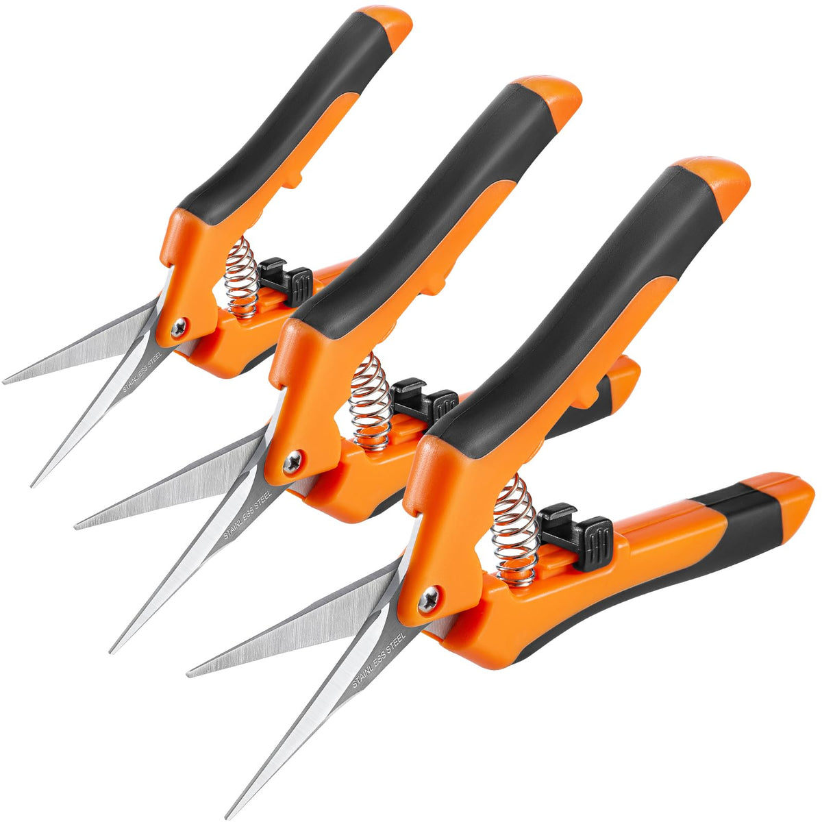 GROWNEER 6.5 inch pruning shears with orange rubber grip