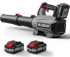 GROWORT cordless leaf blower gray model front view with blower tube