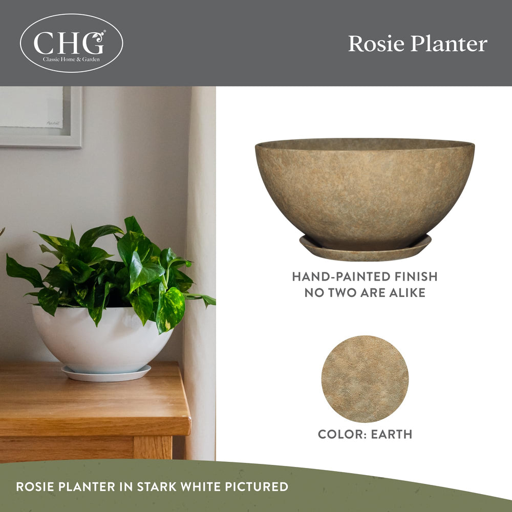 GROWSCAPE Rosie Planter Bowl side view showcasing drainage hole