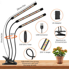 GROWSTAR Grow Light showing timer and dimmable features