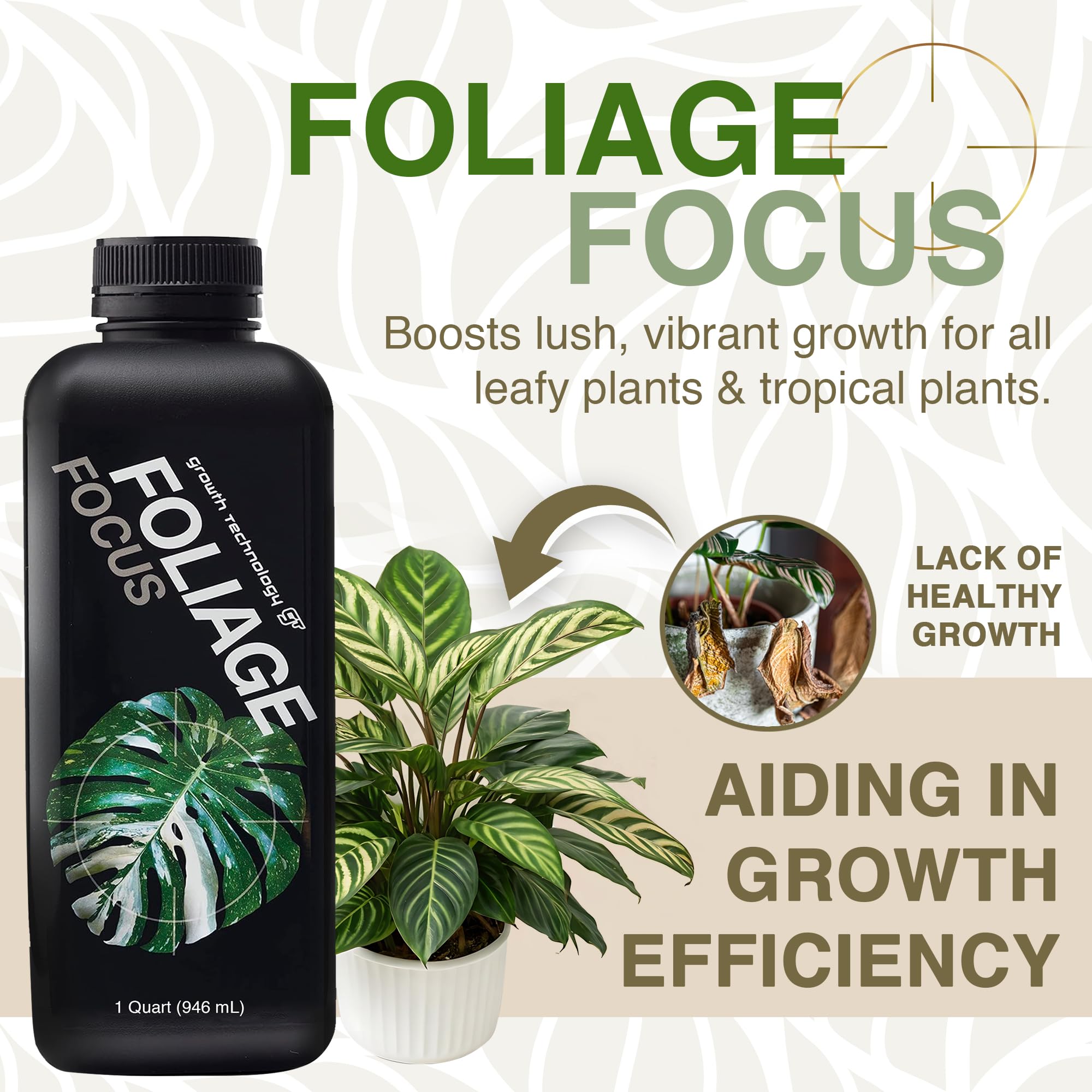 Growth Technology GT Foliage Focus liquid plant food pouring into water
