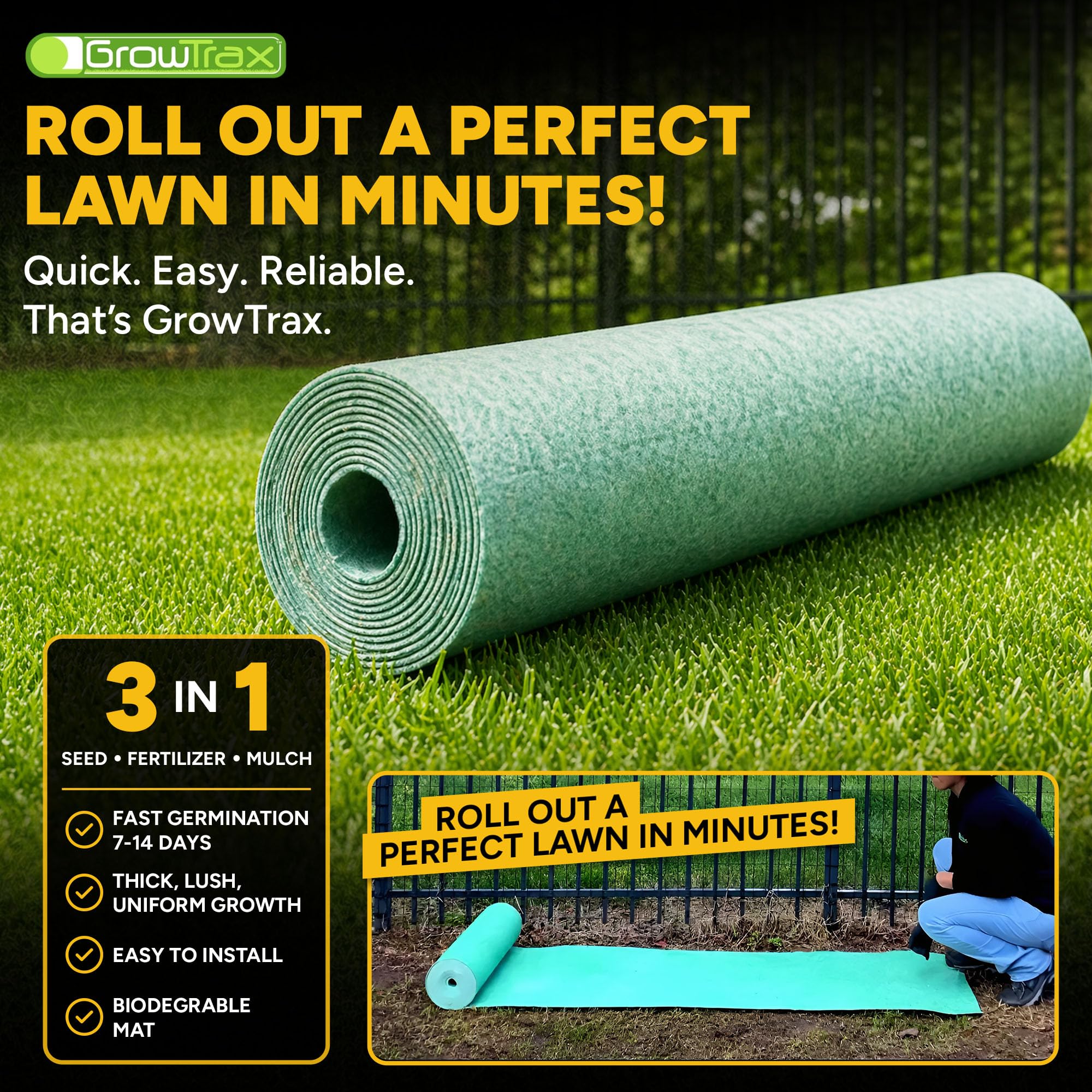 GROWTRAX Biodegradable Grass Seed Mat laid out in a sunny area