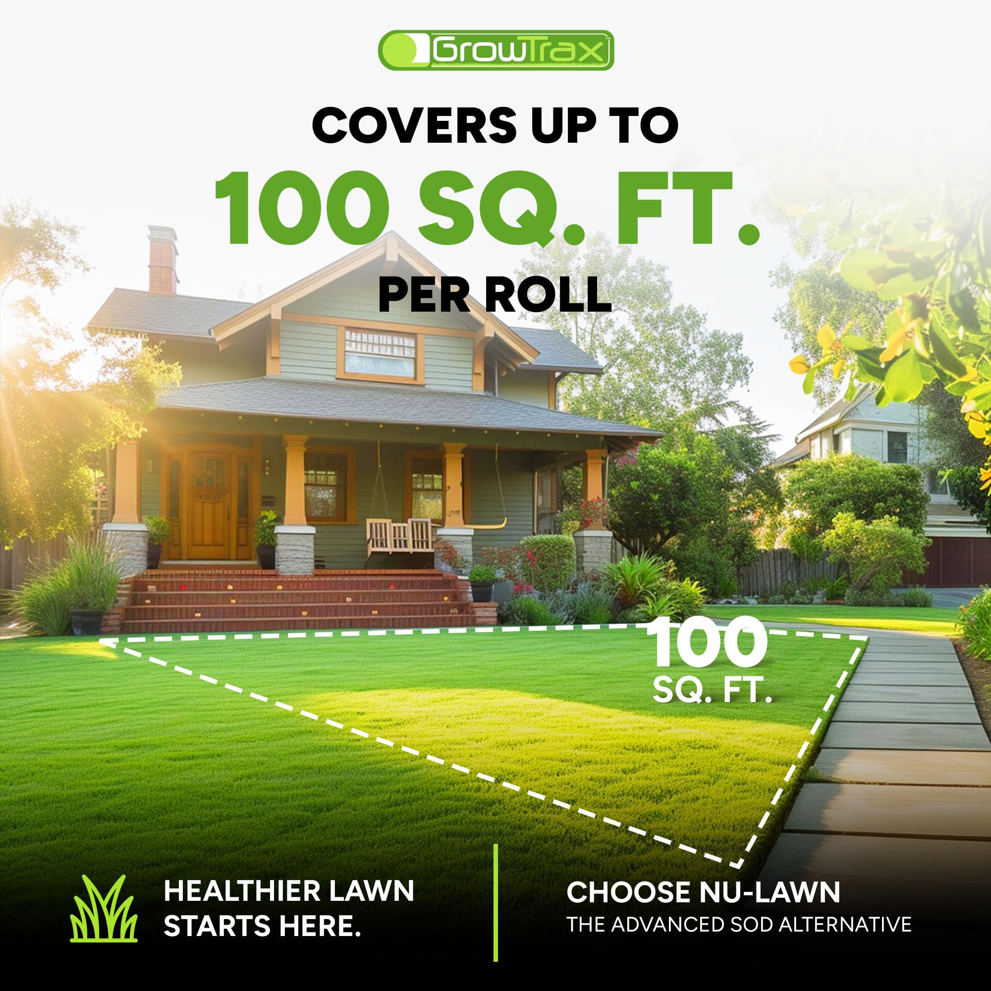 GROWTRAX Grass Seed Mat close-up with green grass background
