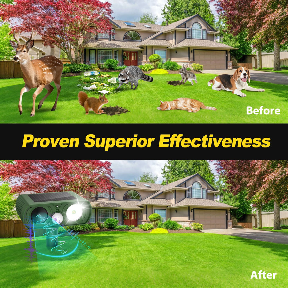 Grrwz Solar Ultrasonic Animal Repellent powered by solar panel