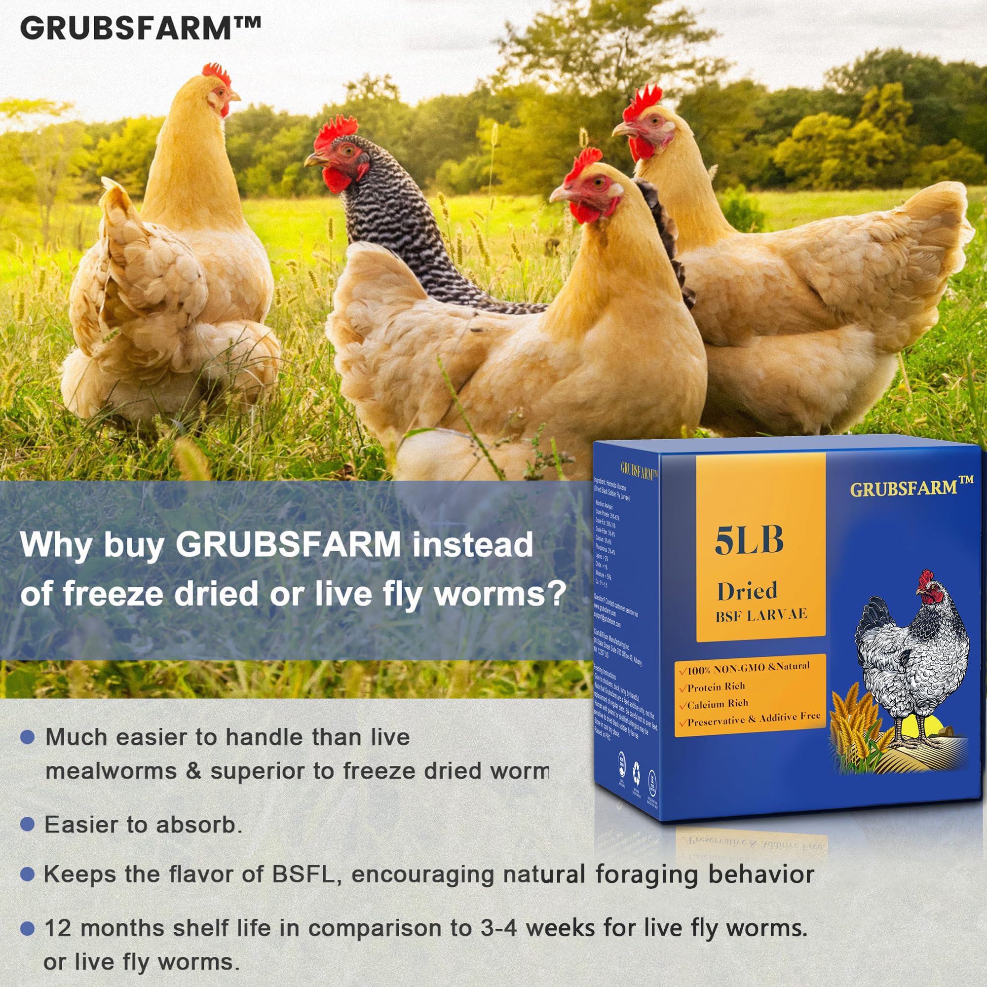 GRUBSFARM Dried Black Soldier Fly Larvae in resealable bag