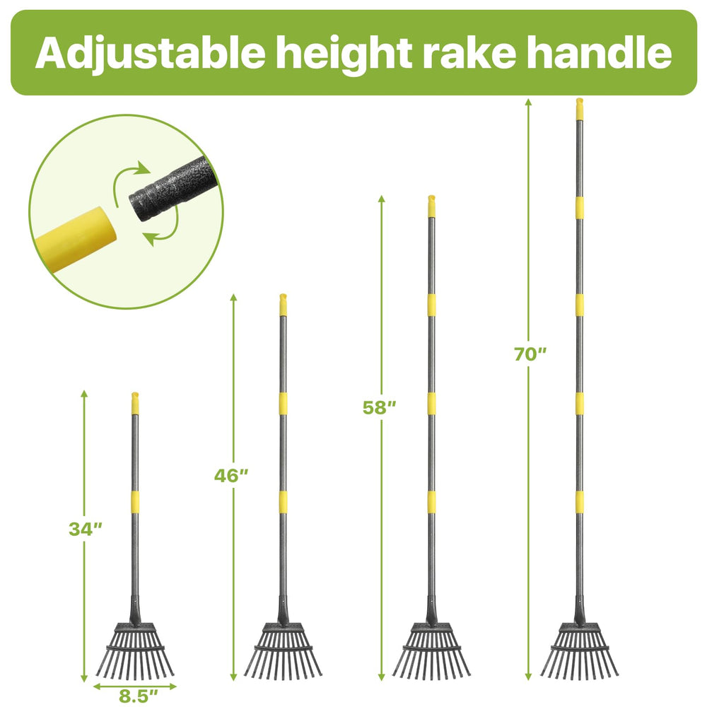 GSBLUNIE Garden Rake fully extended to 70 inches