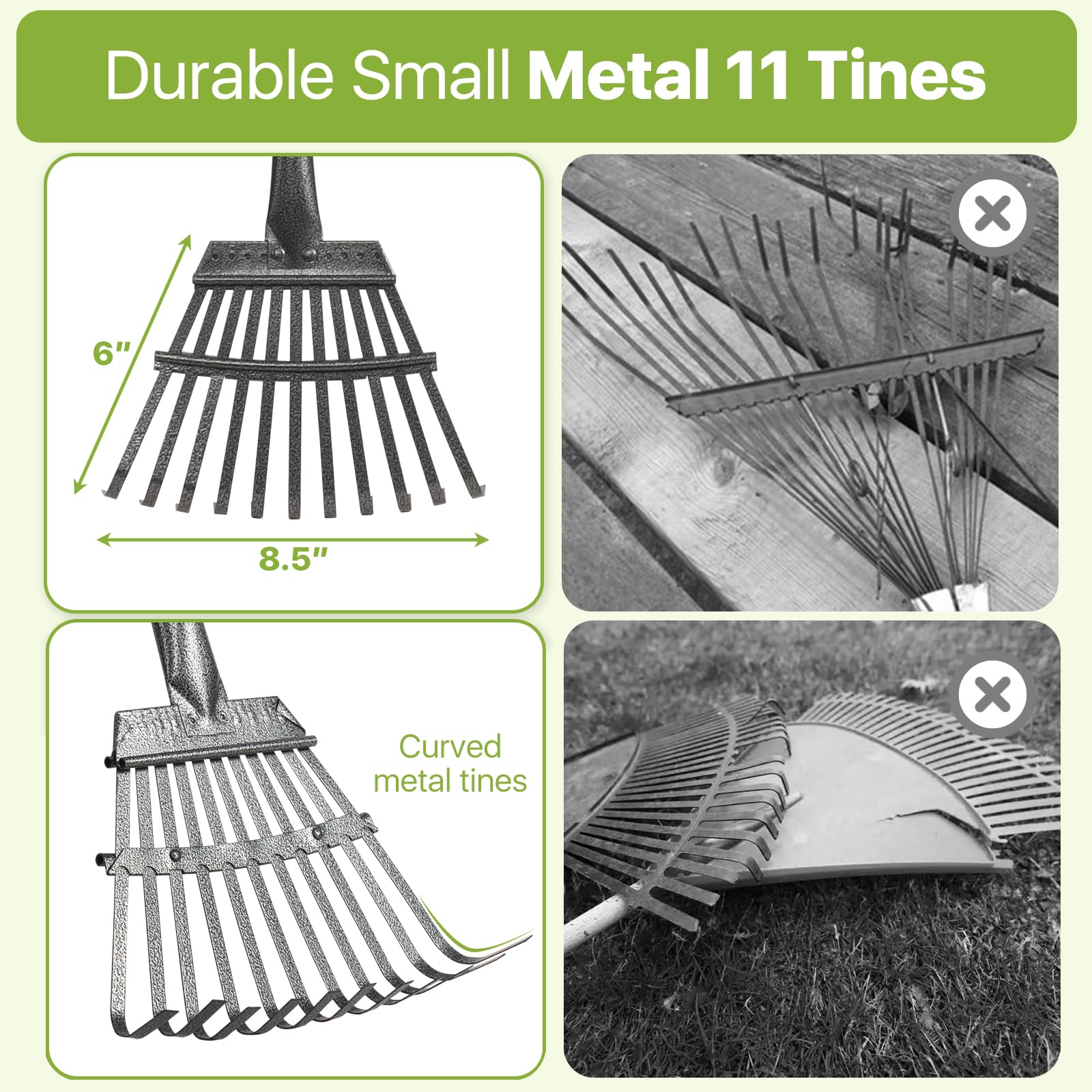GSBLUNIE Garden Rake showing anti-rust coating