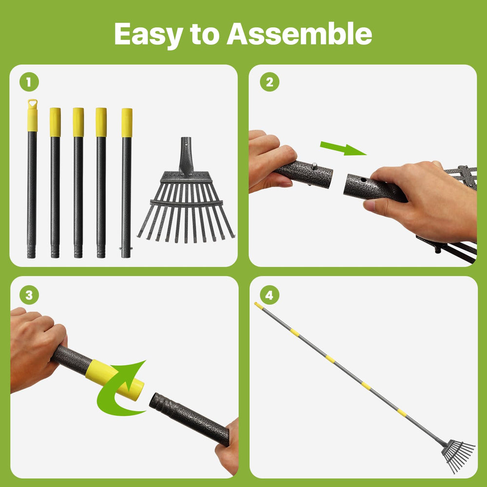GSBLUNIE Garden Rake with grey wrinkle finish