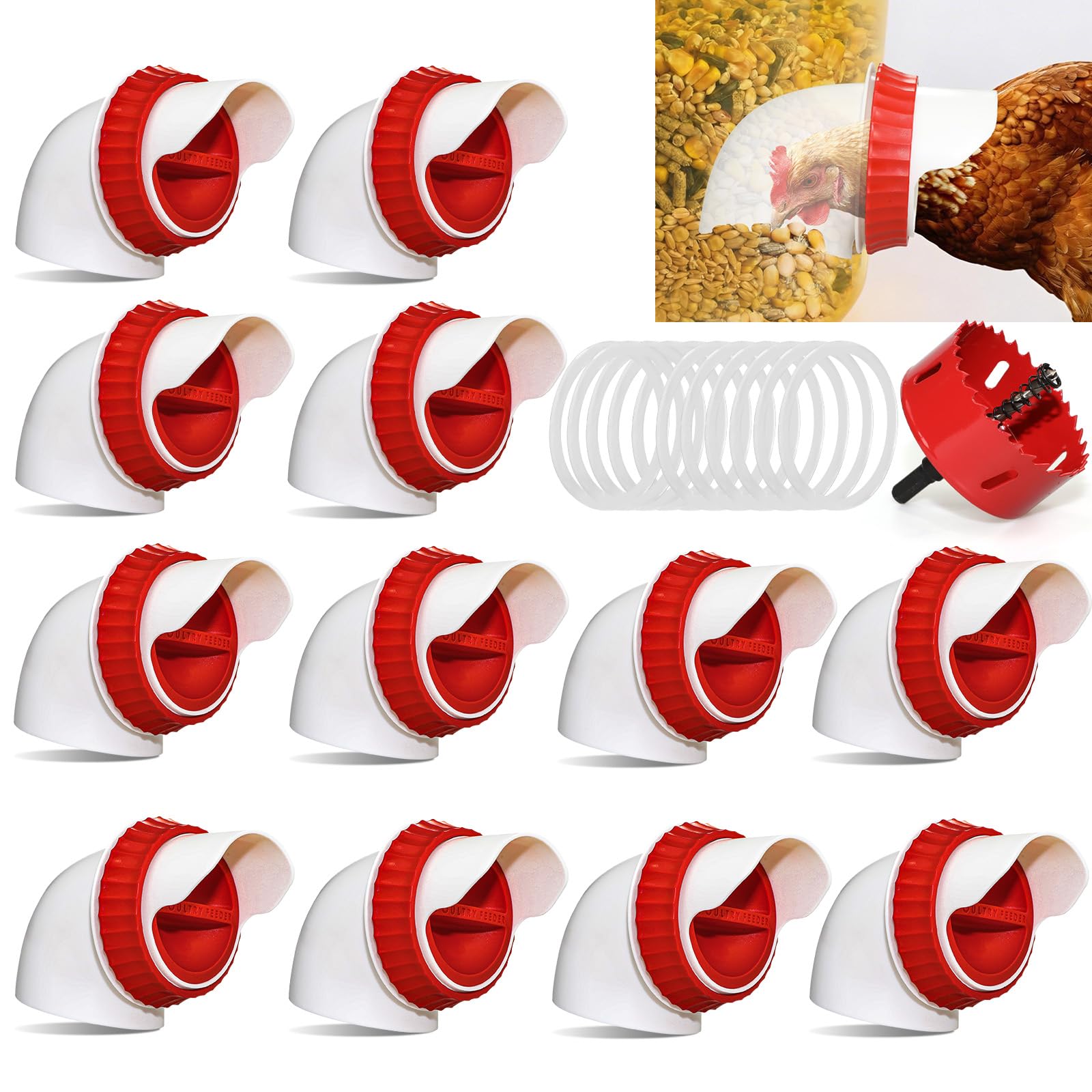 GSHWXD 12-Pack Chicken Feeder Ports with hole saw set