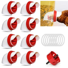 GSHWXD 8-Pack No Waste Chicken Feeder Ports front view