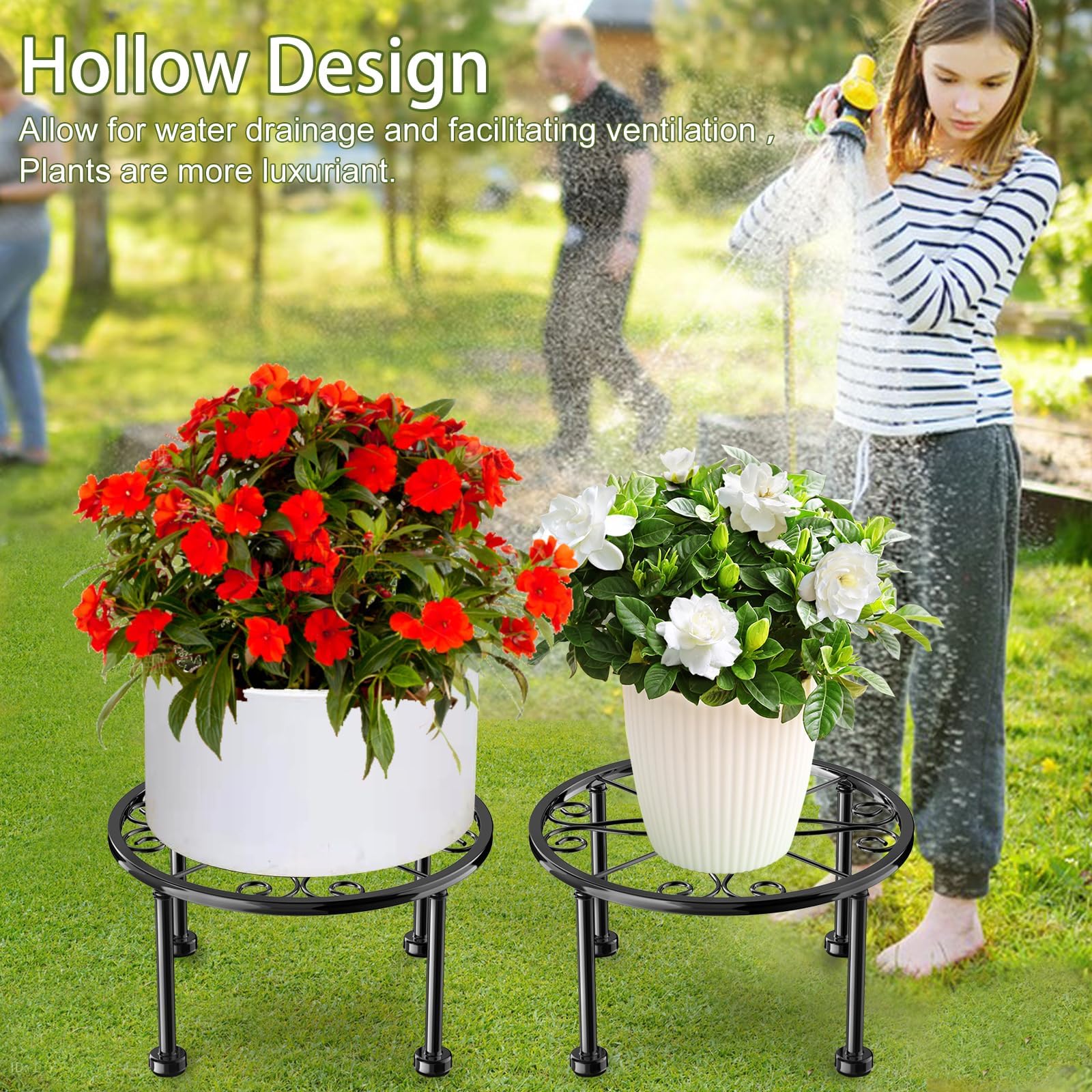 Gskeco Black Metal Plant Stand assembled with no tools required