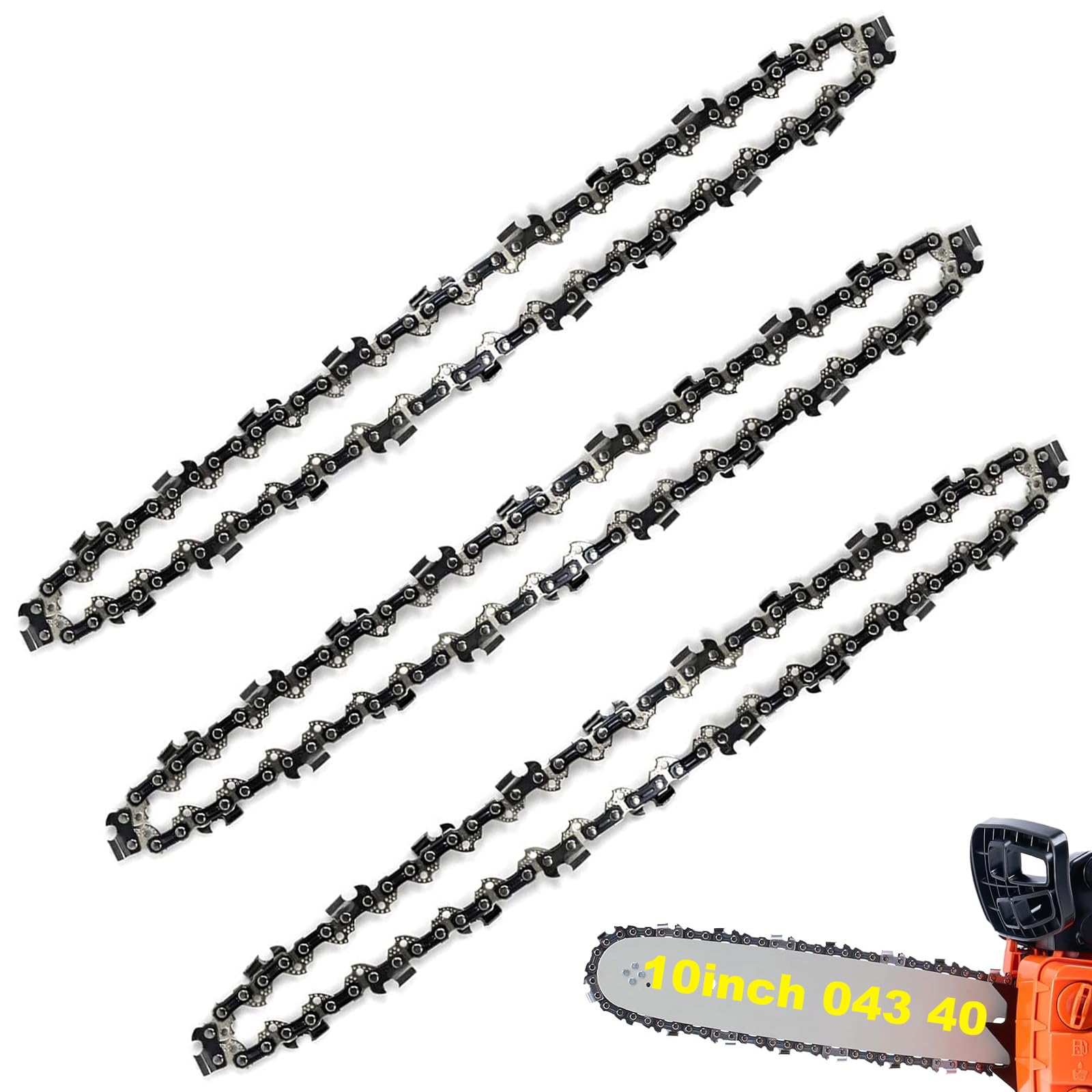GSSHBR 10 Inch Chainsaw Chain pack of three with specifications