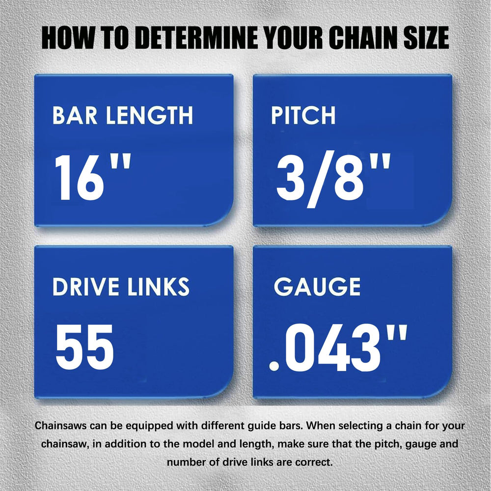 GSSHBR 16 Inch Chainsaw Chain with specifications