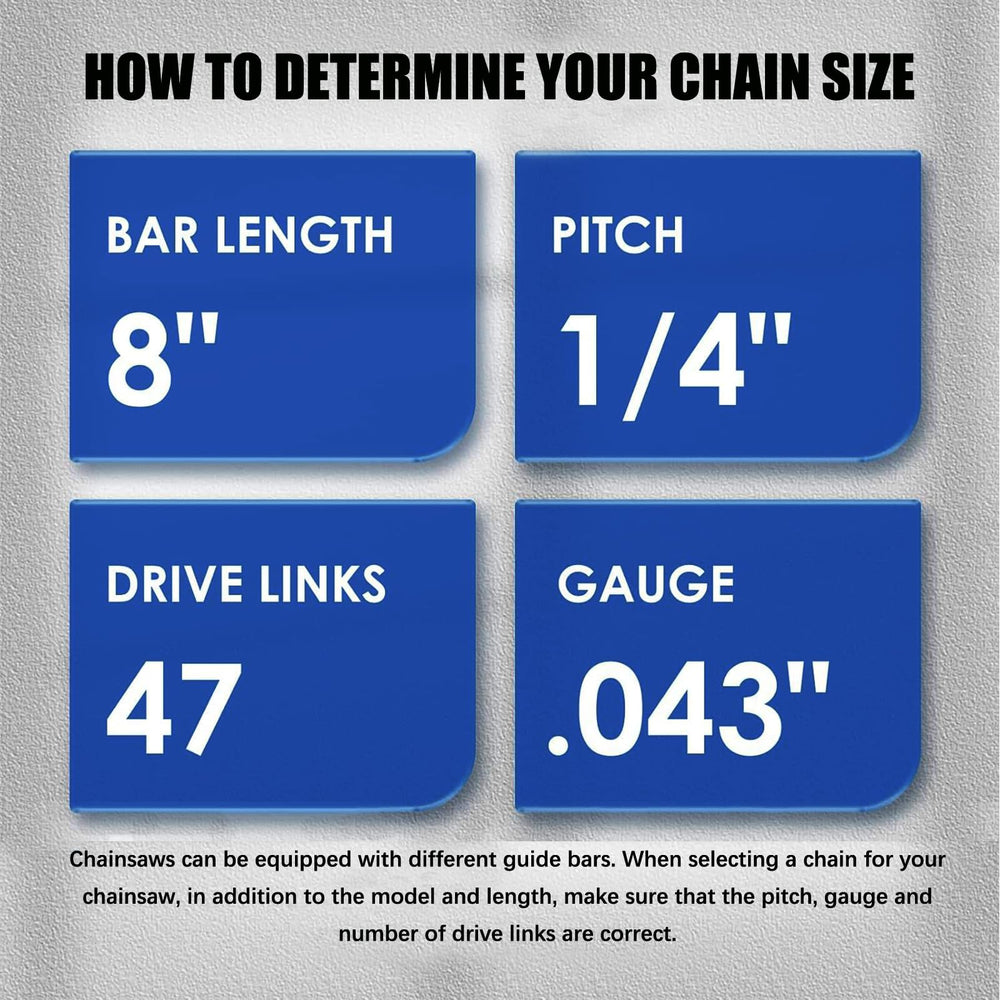 GSSHBR 8 inch chainsaw chains close-up of blade