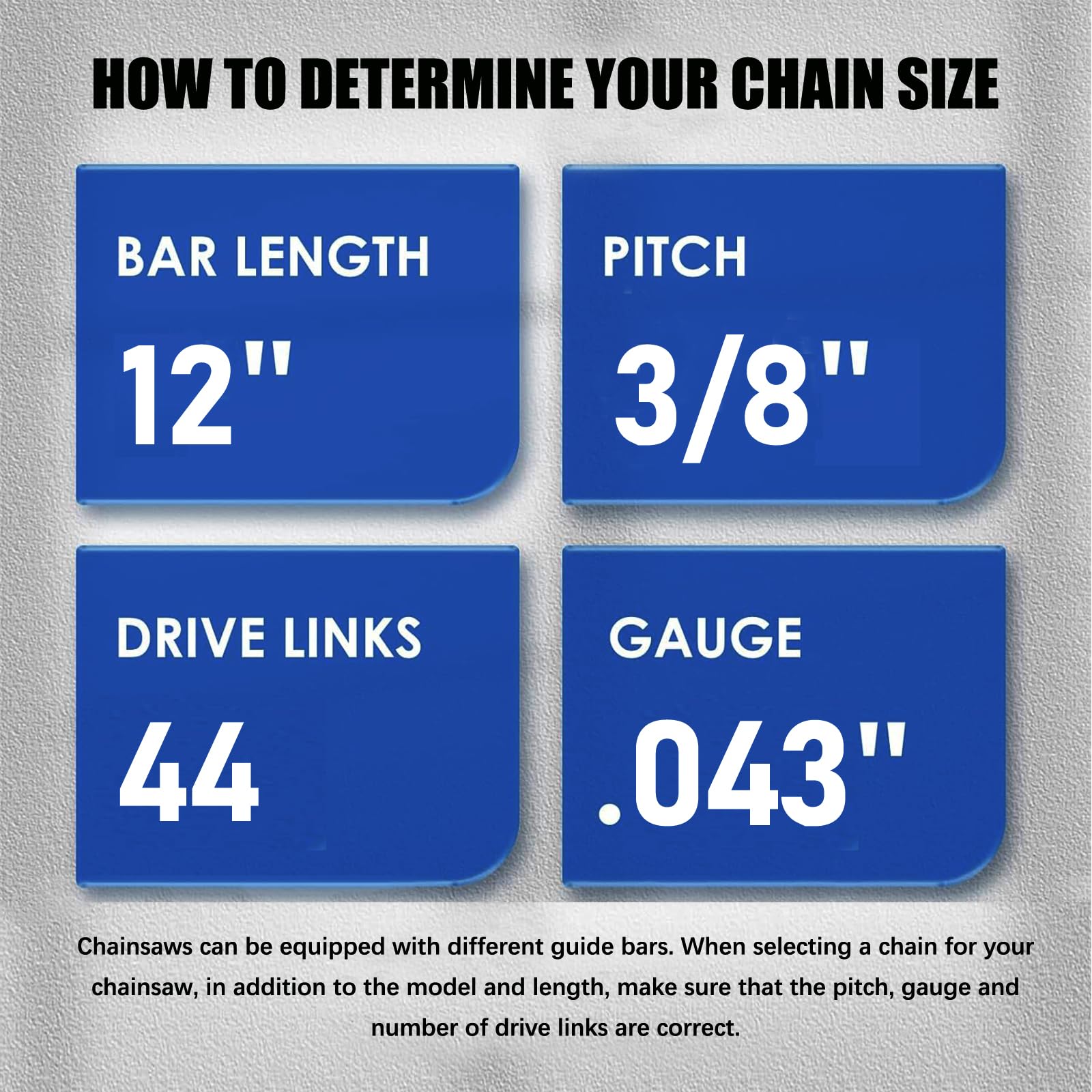 GSSHBR chainsaw chain 4 pack, displayed in packaging
