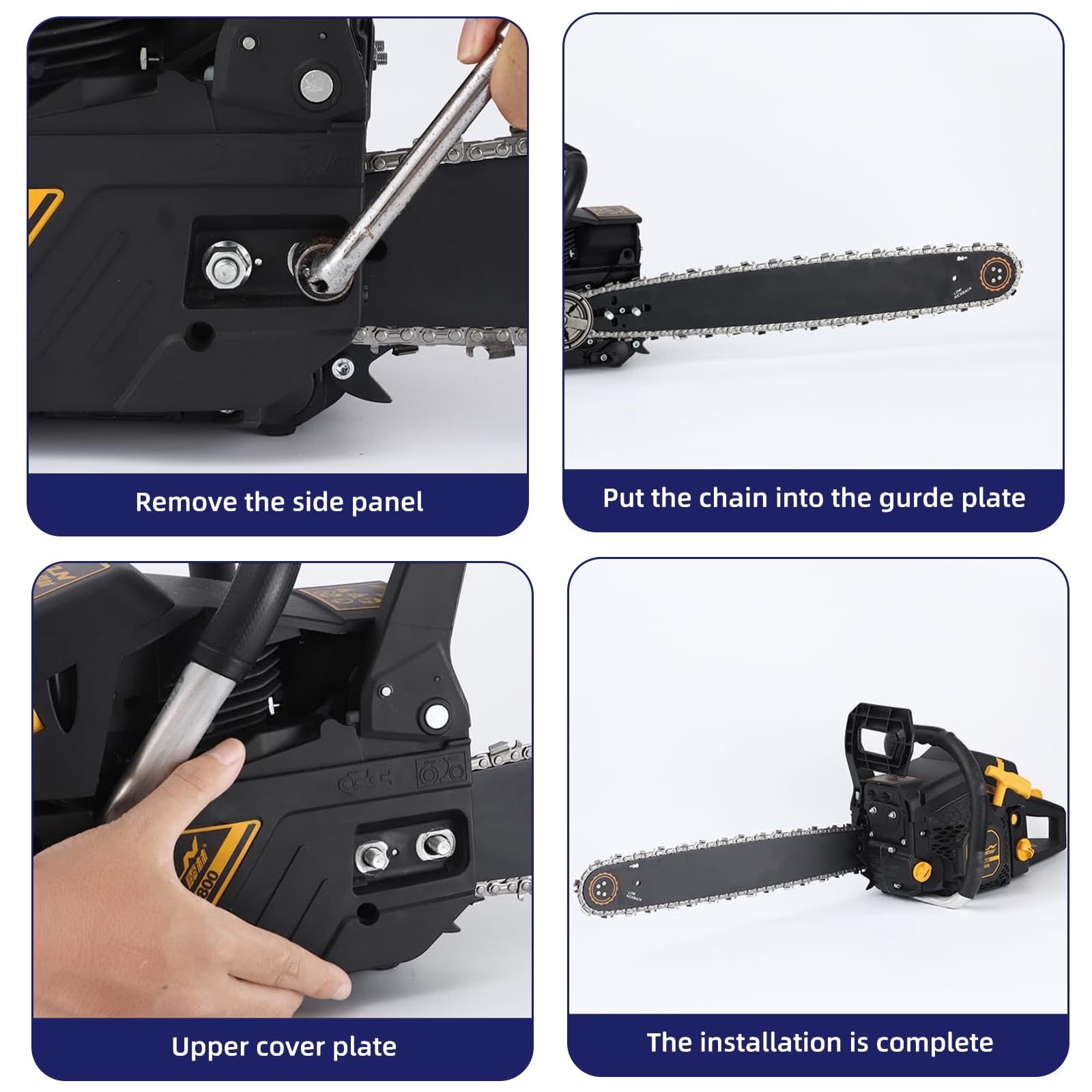 GSSHBR chainsaw chains displayed on a wooden surface