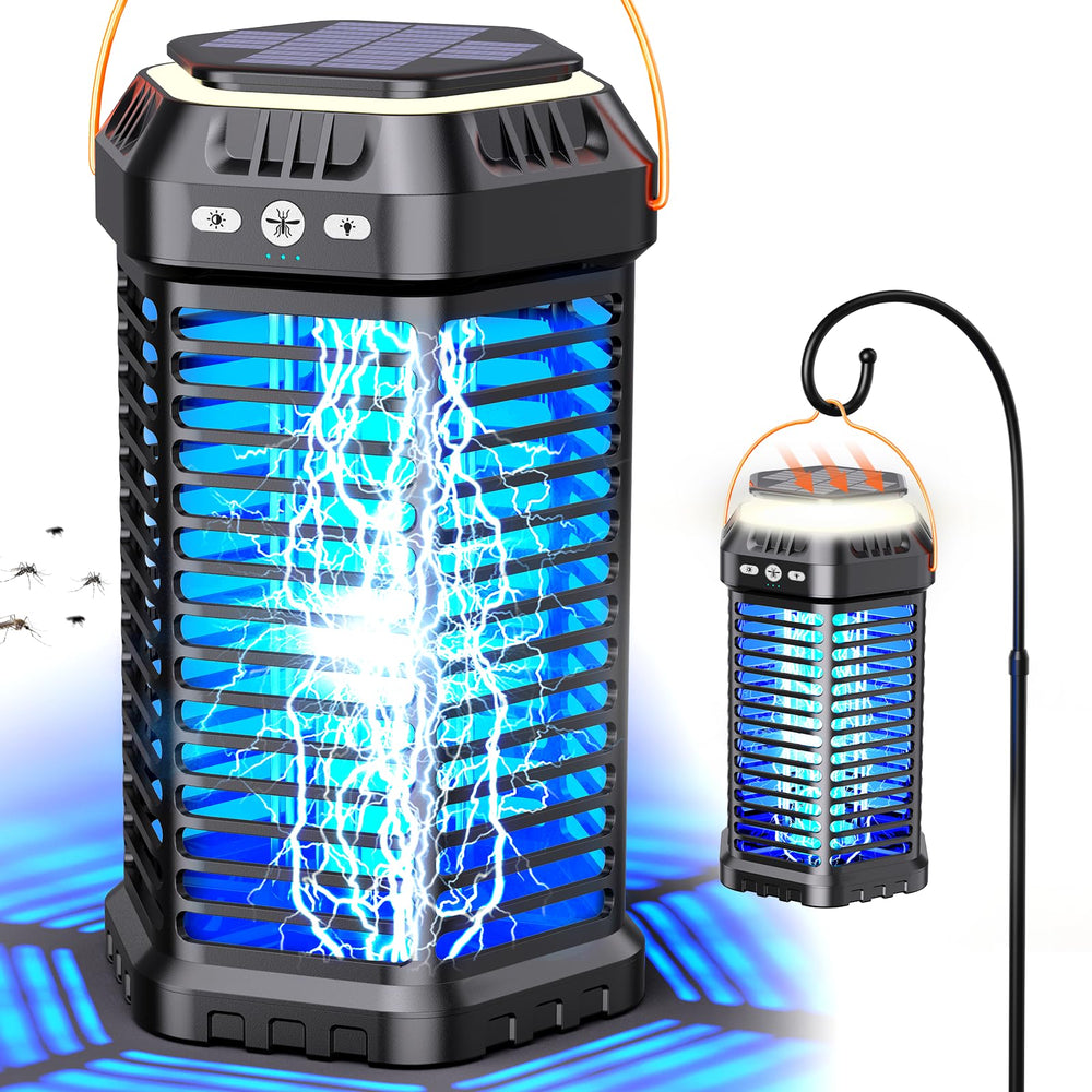 GTERT Foldable Solar Bug Zapper front view in Smoky Black