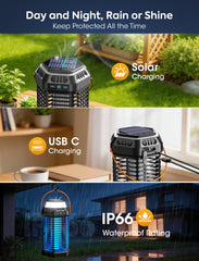 GTERT Foldable Solar Bug Zapper in use at night