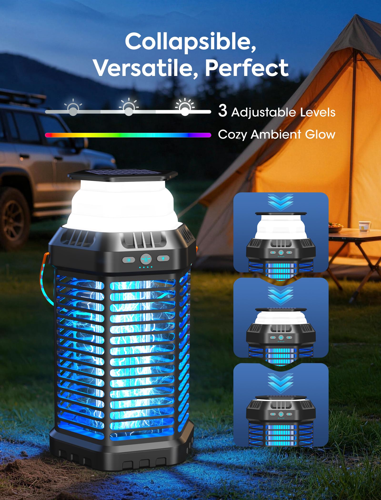GTERT Foldable Solar Bug Zapper with adjustable light settings