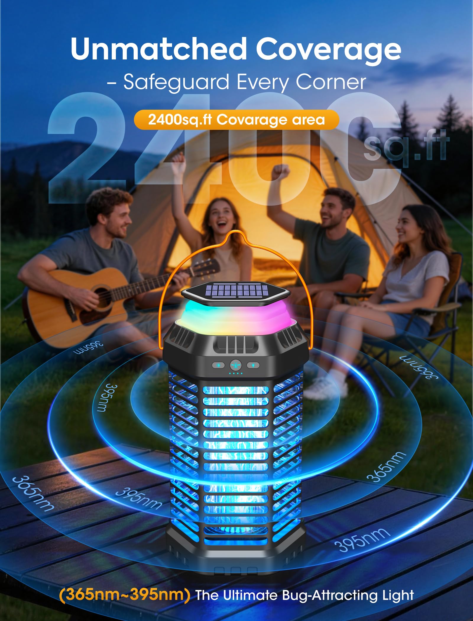 GTERT Foldable Solar Bug Zapper with USB charging cable