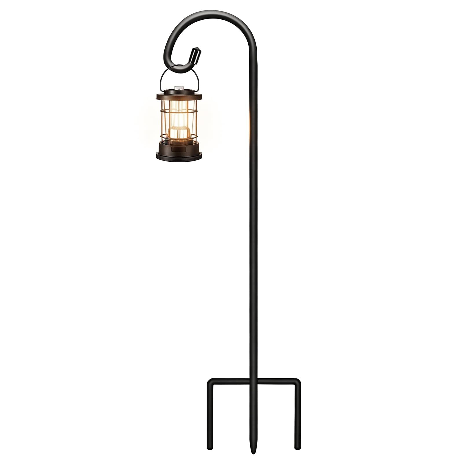 Gtongoko 24-inch shepherd hook side view with matte black finish