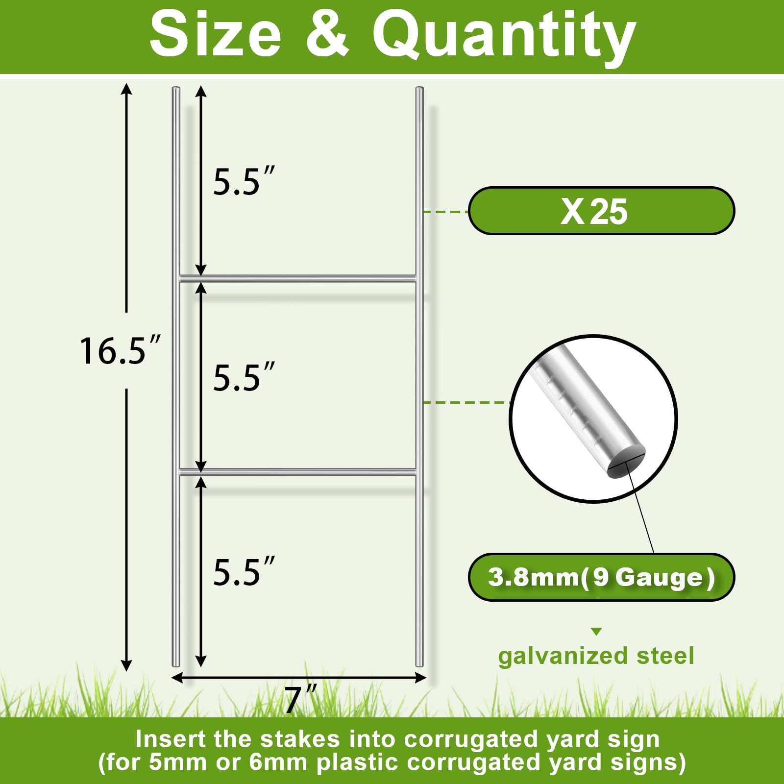Gtongoko 25 pack metal sign stakes stacked