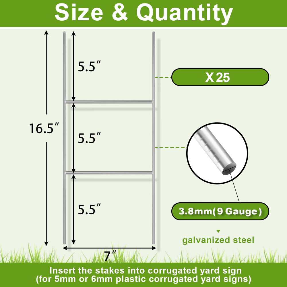 Gtongoko 25 pack metal sign stakes stacked