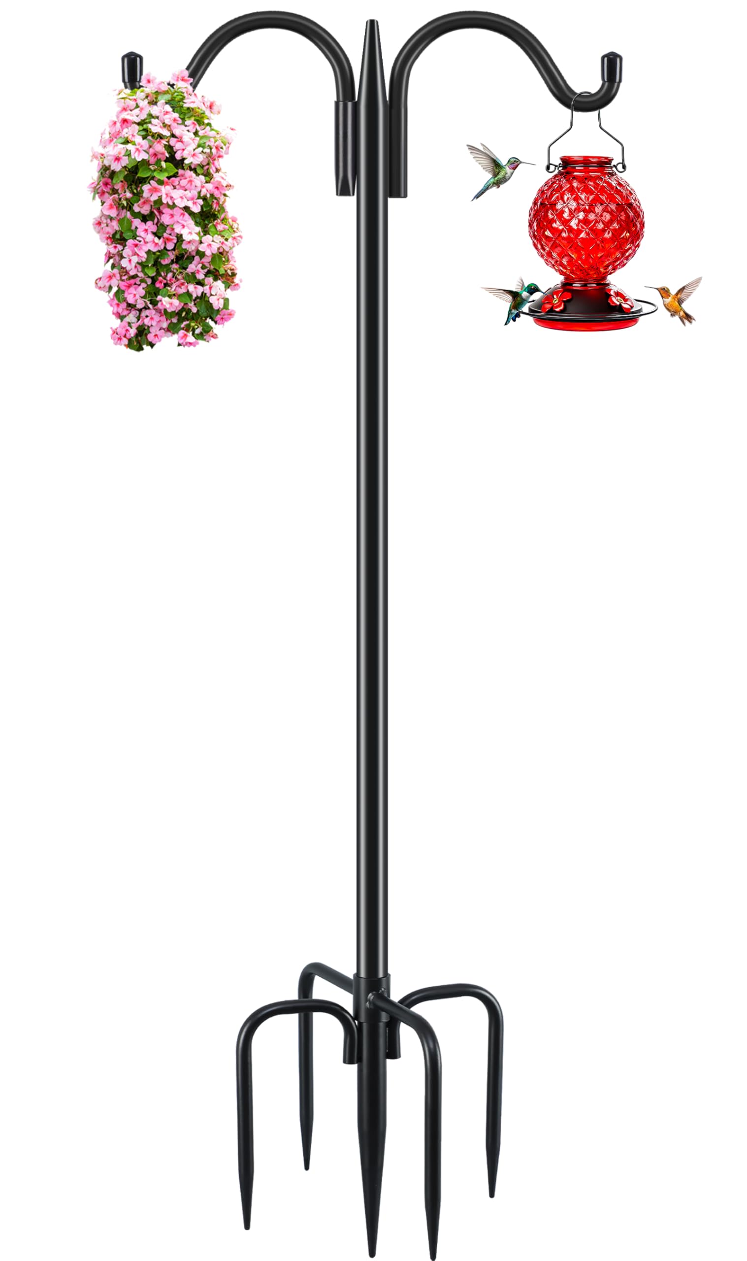 Gtongoko 63 inch black bird feeder pole front view