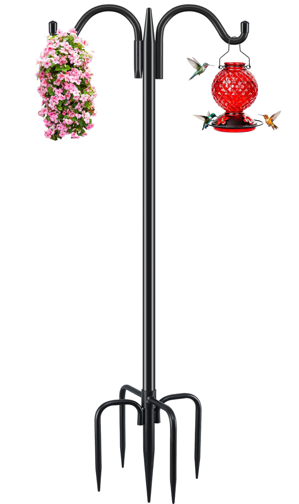 Gtongoko 63 inch black bird feeder pole front view