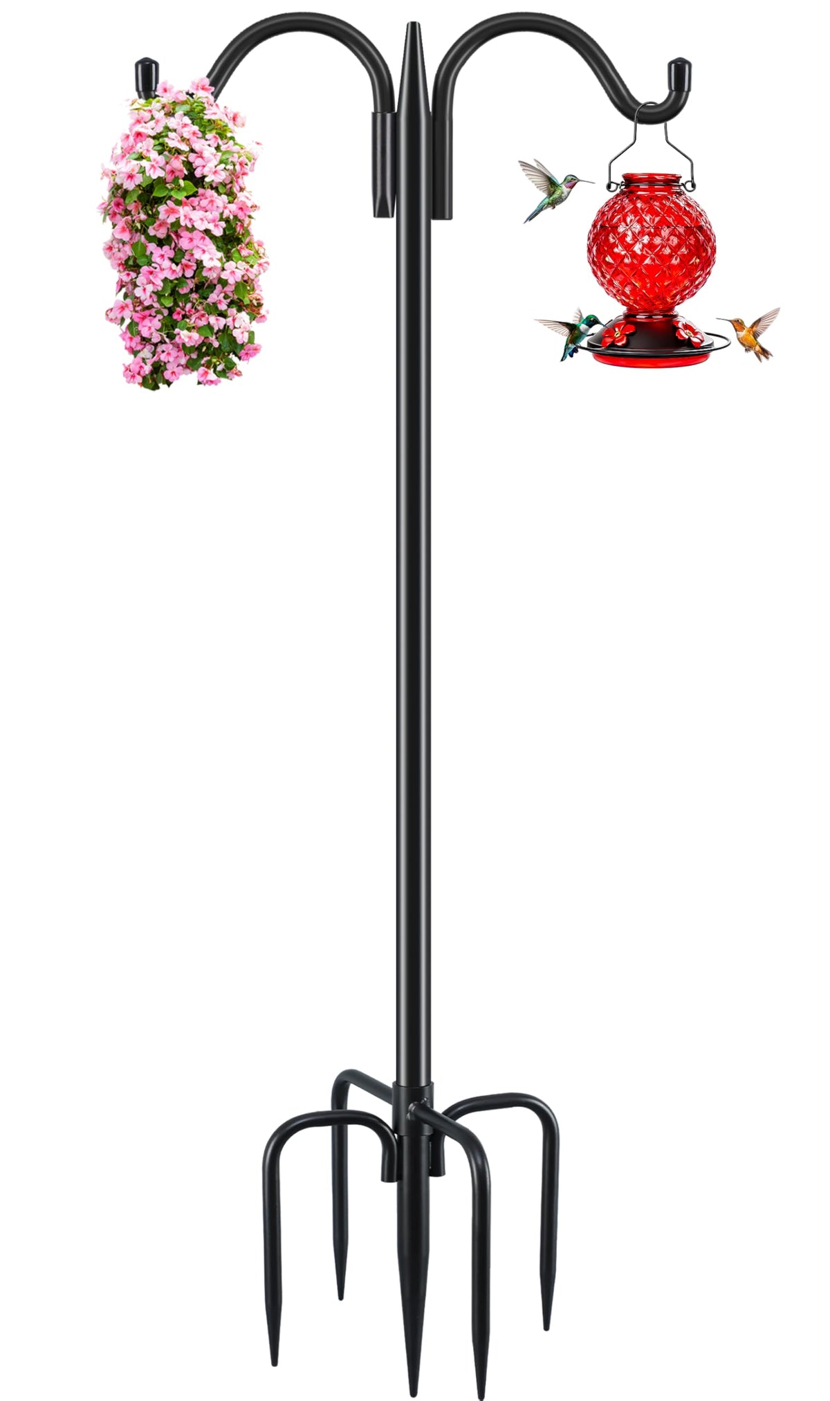 Gtongoko 63 inch black bird feeder pole front view