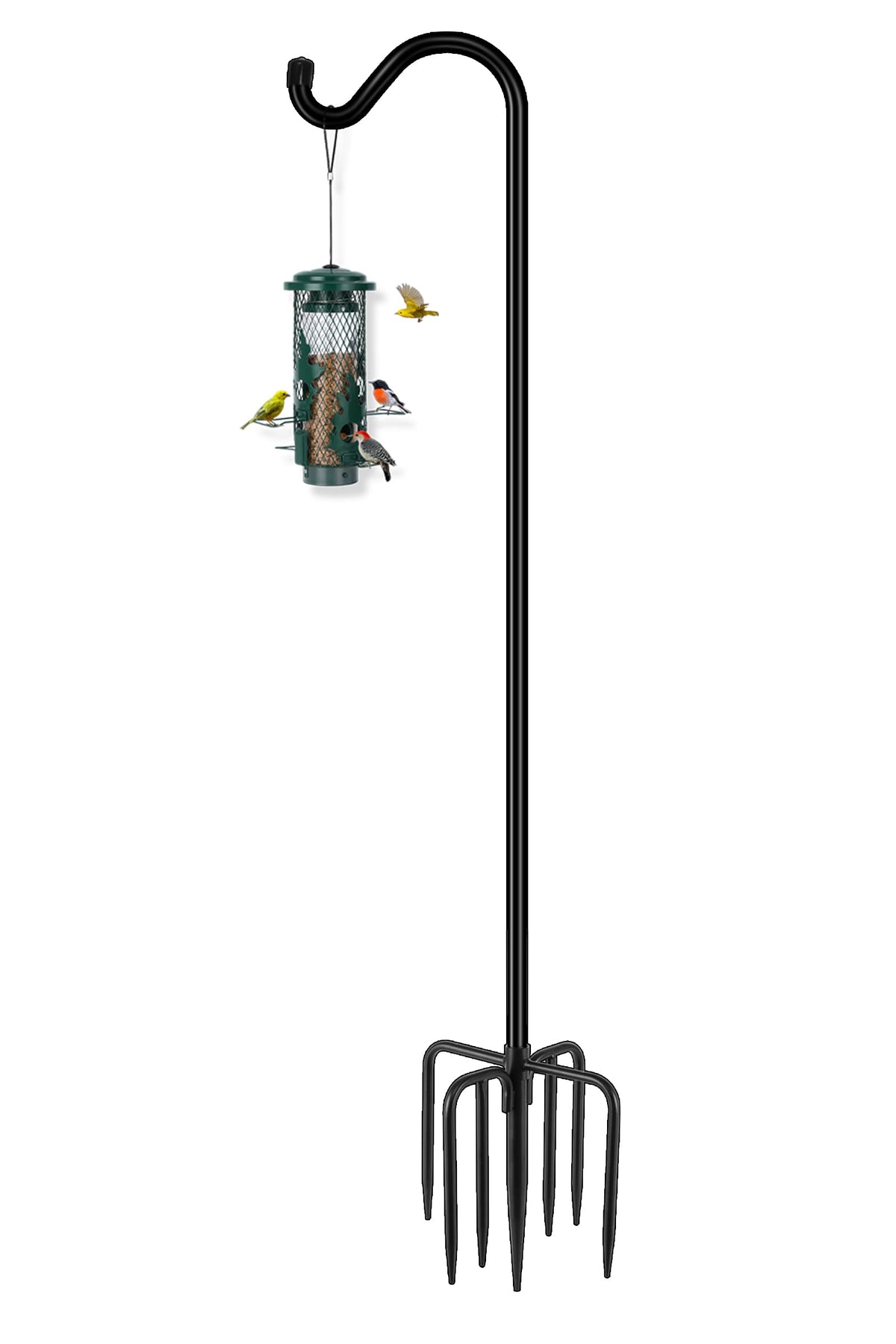 Gtongoko 76-inch Heavy Duty Shepherd Hook side view with black finish