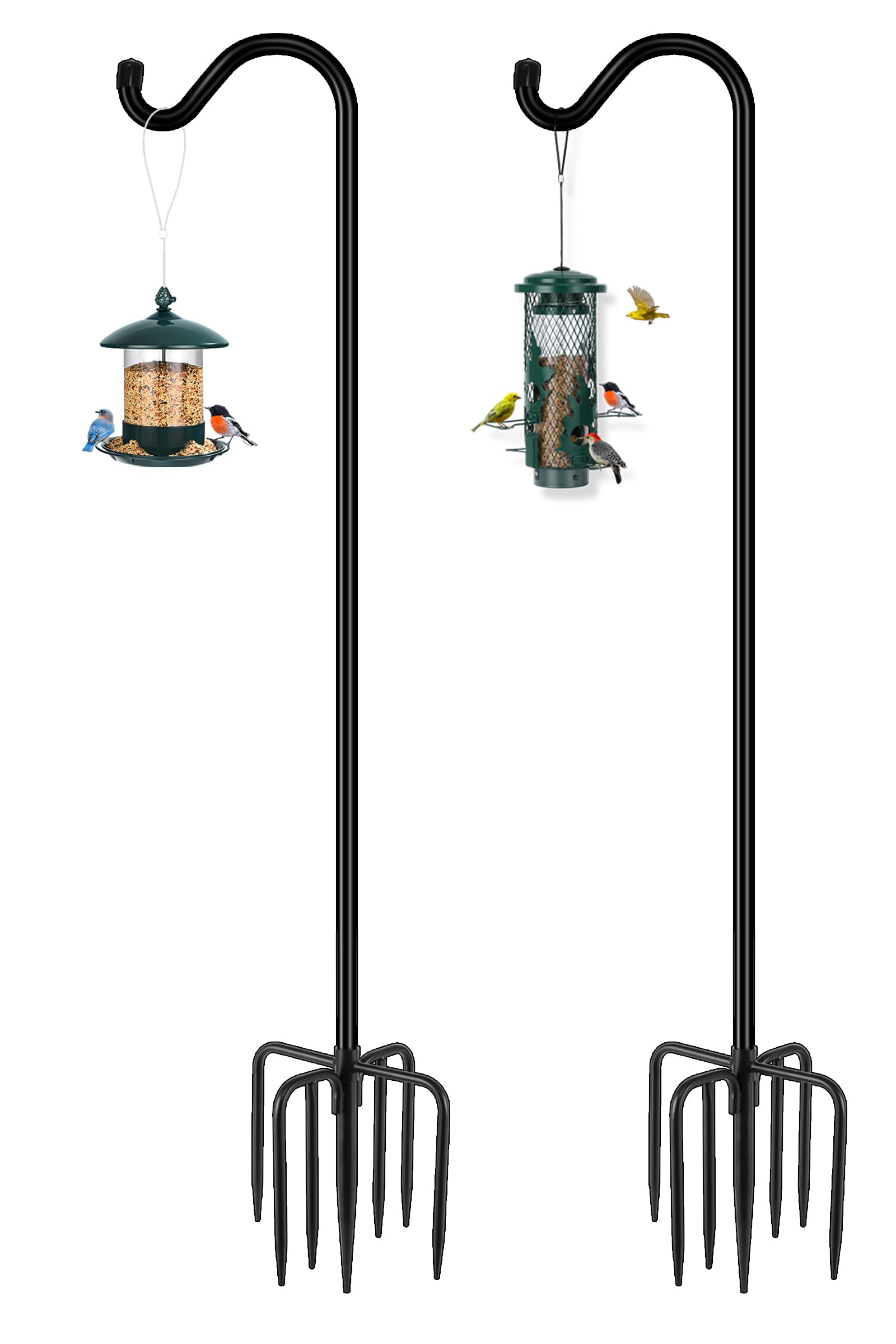 Gtongoko 92in Heavy Duty Shepherd Hook with 7-prong base front view