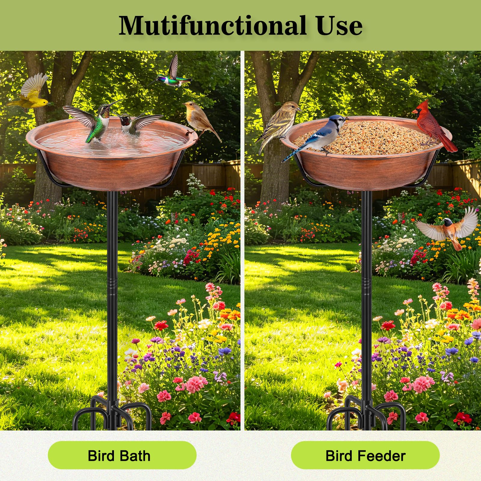 Gtongoko bird bath 12 inch diameter bowl filled with water