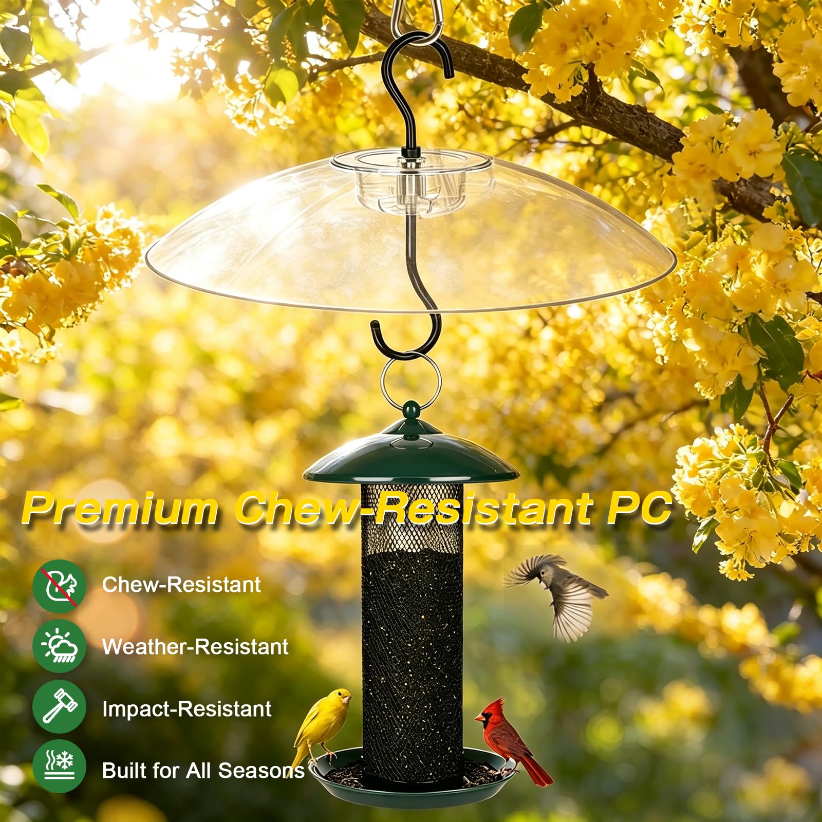Gtongoko Bird Feeder Cover Dome in a garden setting