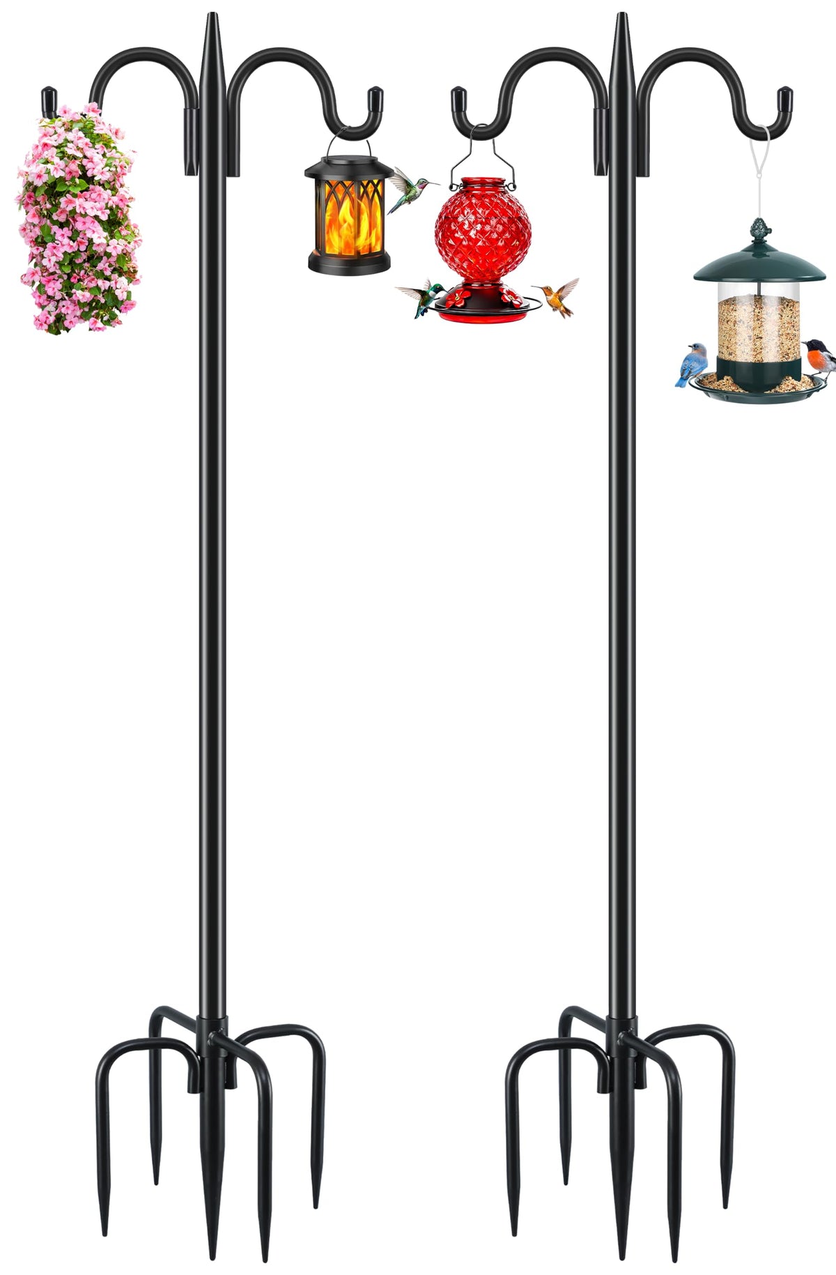 Gtongoko Bird Feeder Pole 77 Inch front view with dual hooks